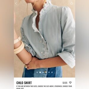 Sézane Chlo in US size 6/French size 38, ecru/blue stripes.